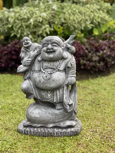 Product image of the product “Sammo - Standing Chinese Buddha with small Buddha on shoulder, 55cm H | cast stone ”